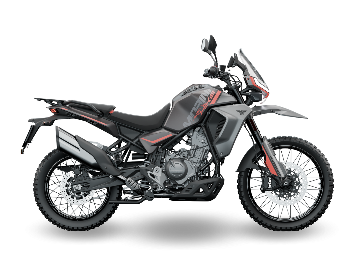 Moto Morini Alltrhike 450 Night Black, profilo destro.